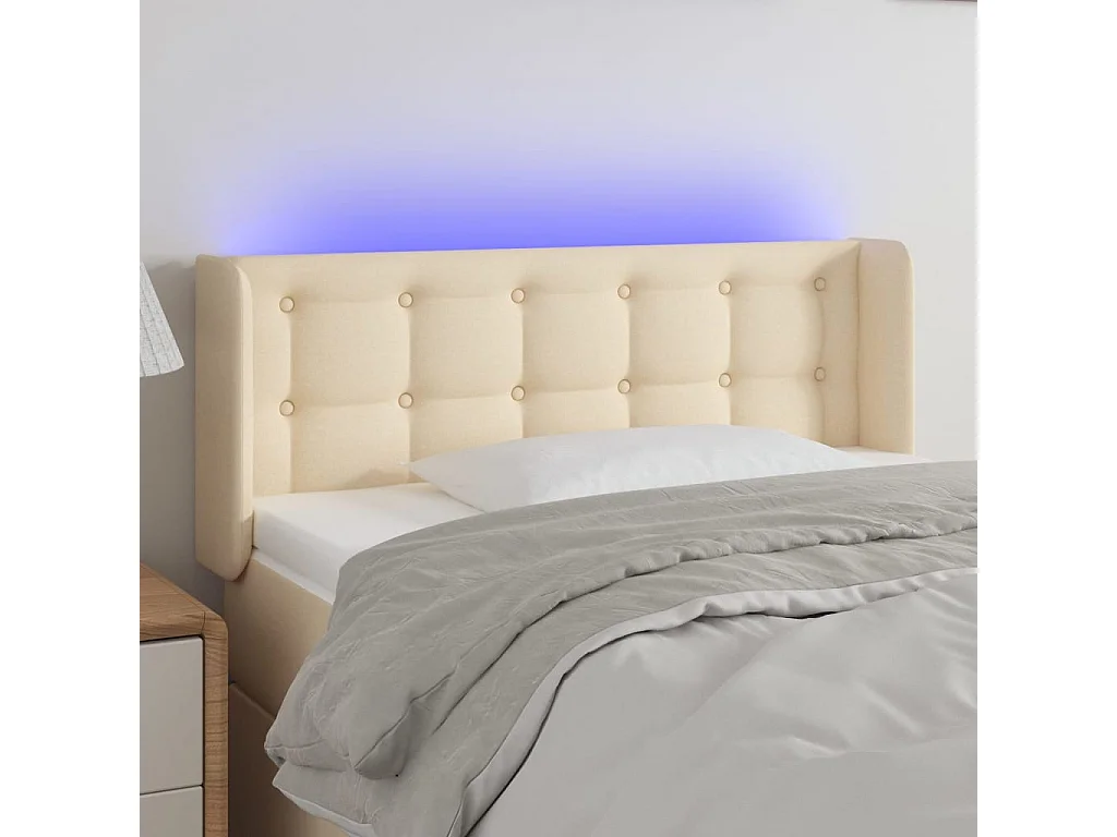 Hoofdbord LED 93x16x78/88 cm stof crèmekleurig