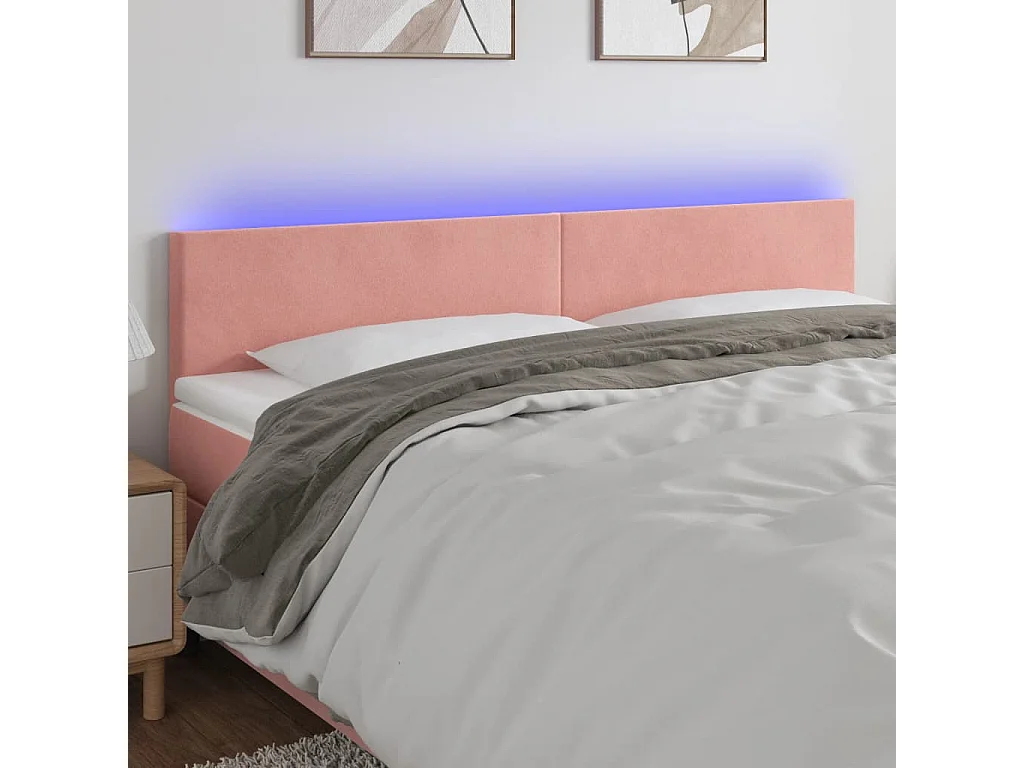 Testiera a LED Rosa 200x5x78/88 cm in Velluto