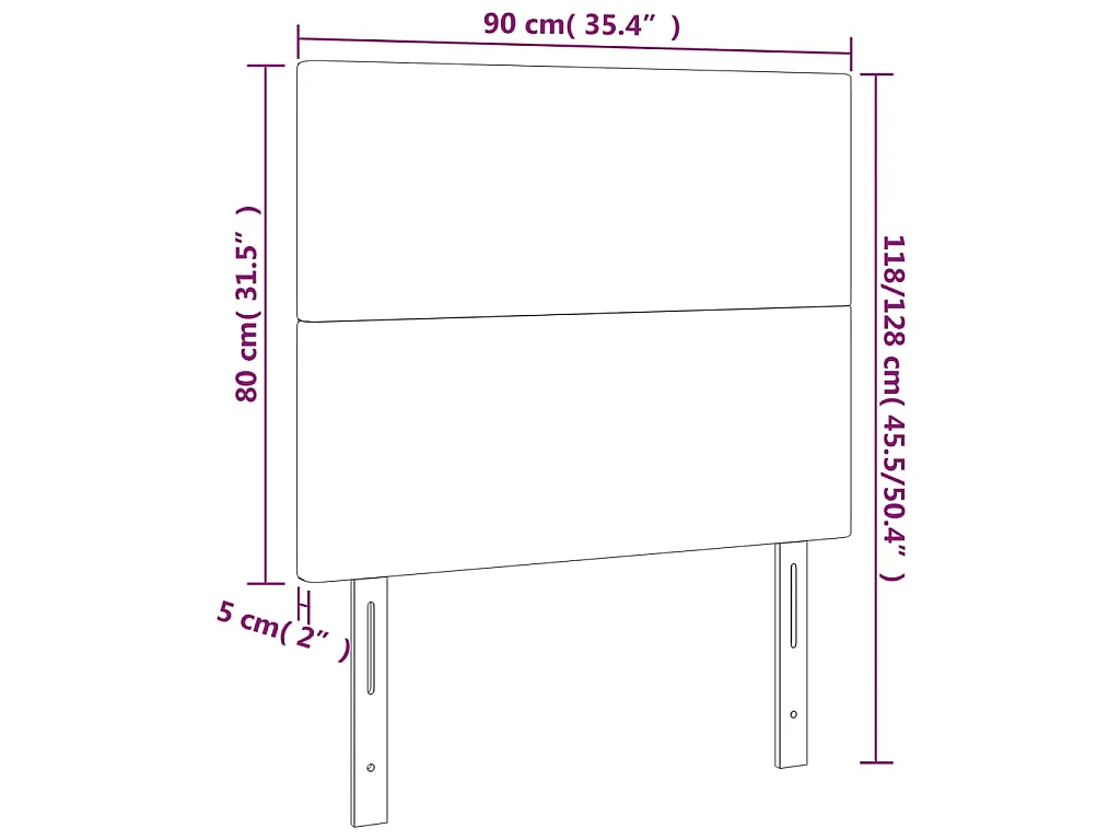 Cabecero con luces LED cuero sintético gris 90x5x118/128 cm