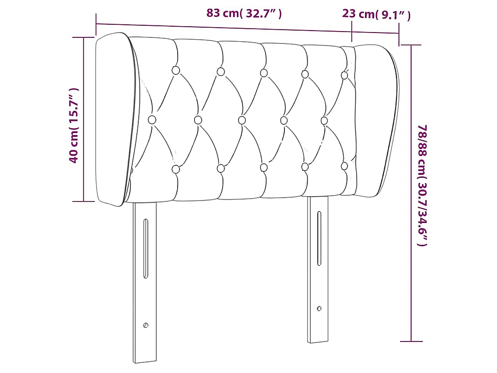 Testiera ad Orecchio Tortora 83 x 23 x 78/88 cm in Tessuto