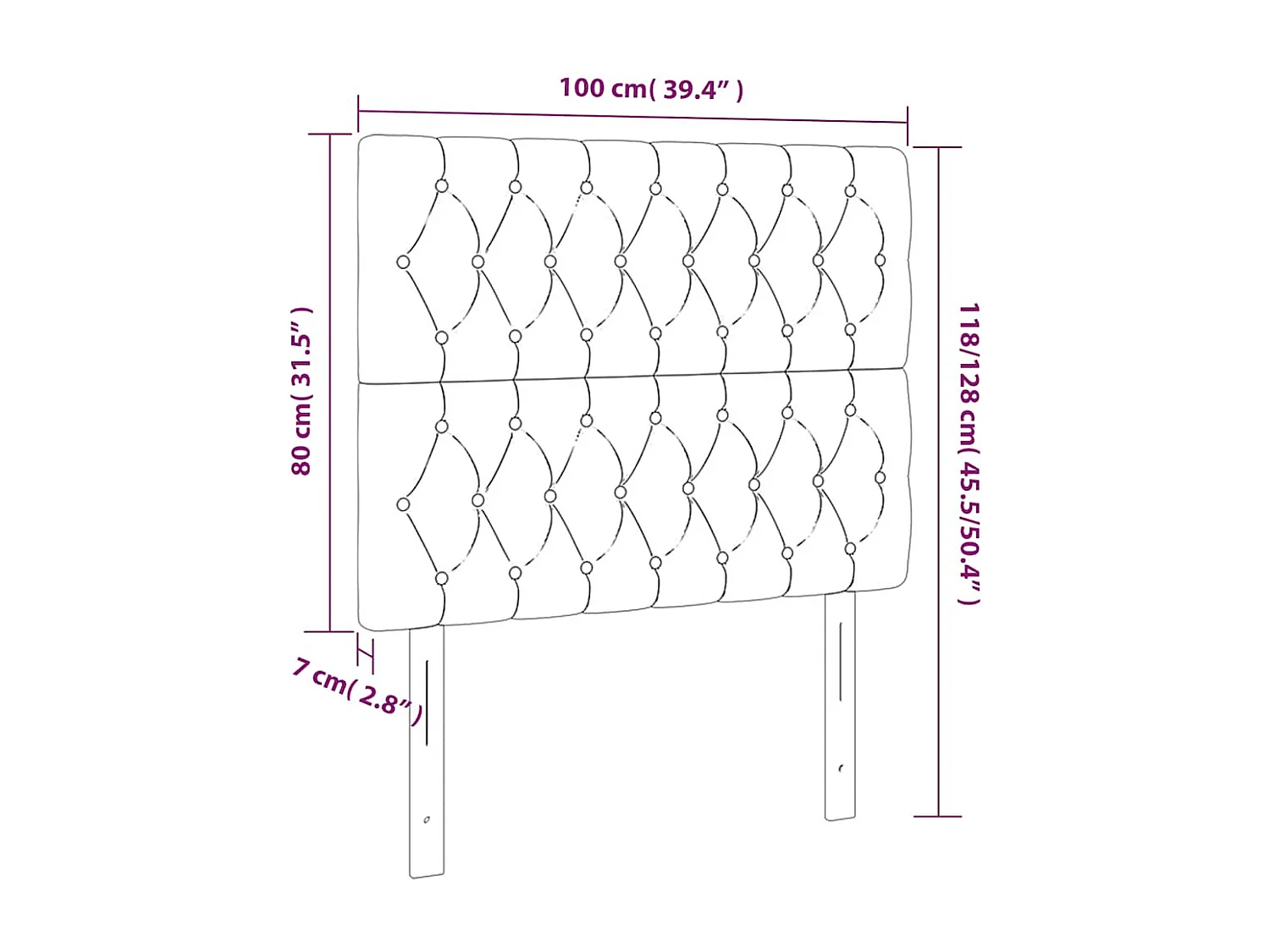 Tête de lit à LED Bleu foncé 100x7x118/128 cm Velours