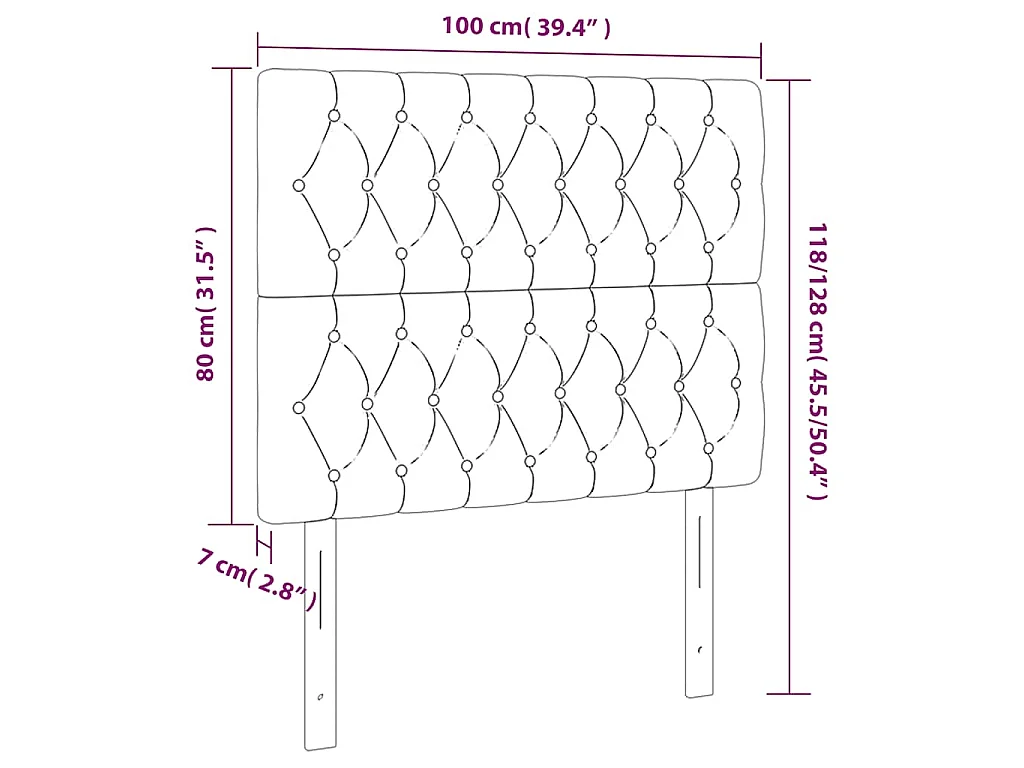 Testiera a LED Blu Scuro 100x7x118/128 cm in Velluto