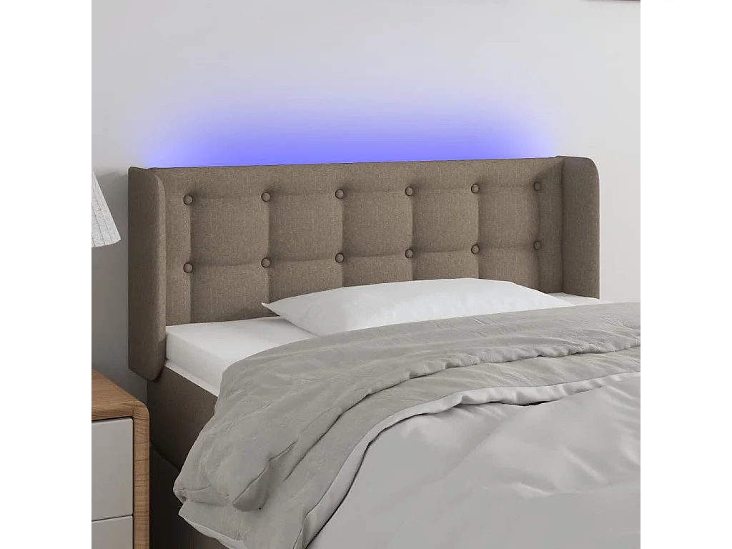 Testiera a LED Tortora 83x16x78/88 cm in Tessuto