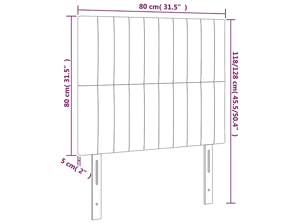 LED Kopfteil Dunkelbraun 80x5x118/128 cm Stoff
