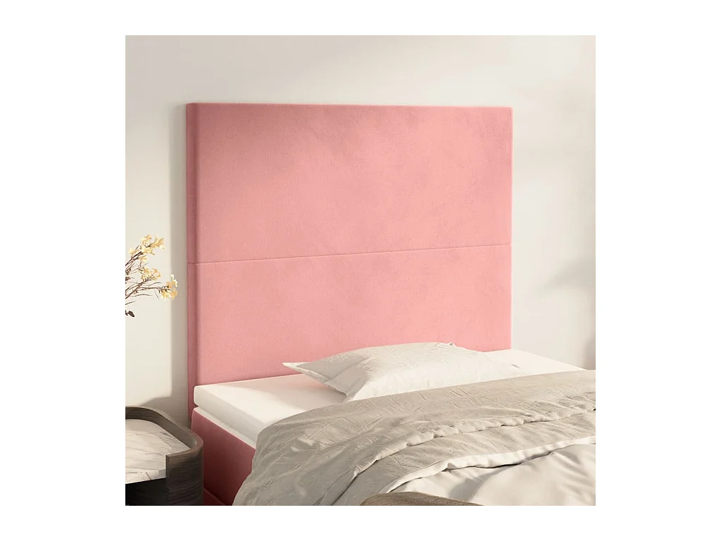 Têtes de lit 2 pcs Rose 80x5x78/88 cm Velours