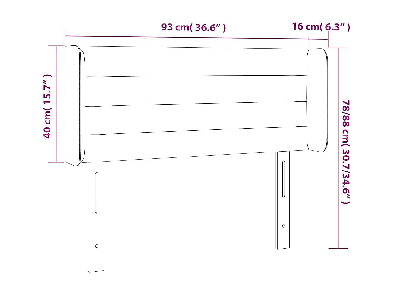 Tête de lit à LED Bleu foncé 93x16x78/88 cm Velours