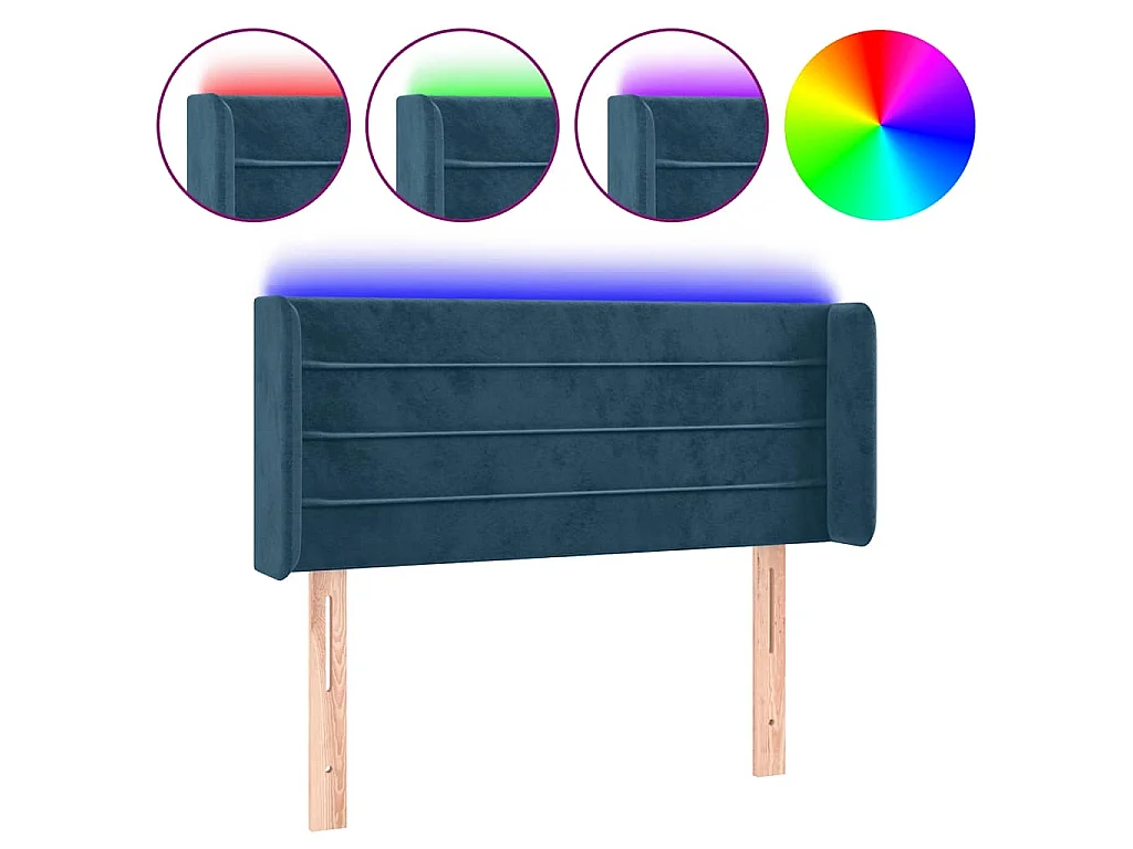 Hoofdbord LED 93x16x78/88 cm fluweel blauw