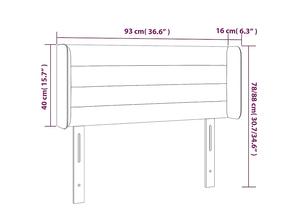 Hoofdbord LED 93x16x78/88 cm fluweel blauw