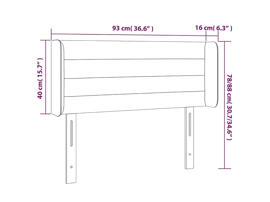 Hoofdbord LED 93x16x78/88 cm fluweel blauw