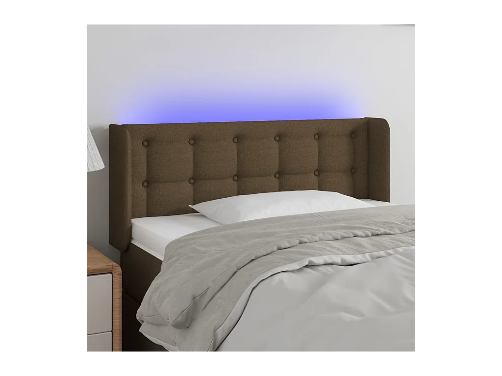 Tête de lit à LED Marron foncé 83x16x78/88 cm Tissu
