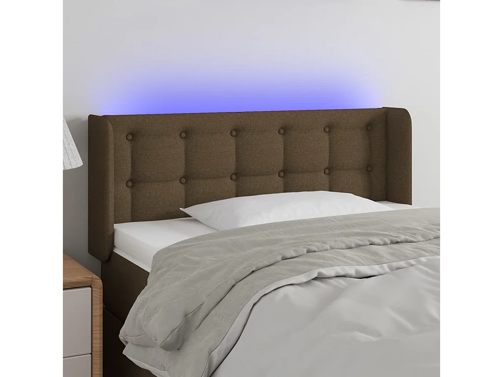 Tête de lit à LED Marron foncé 83x16x78/88 cm Tissu