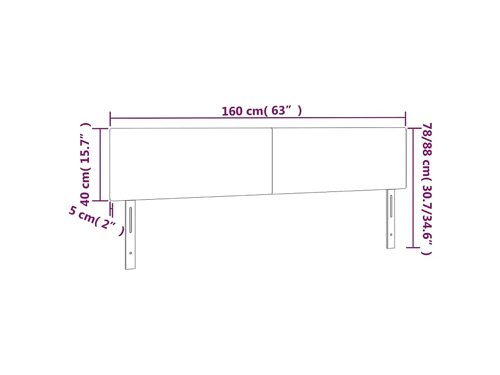 Hoofdborden 160x5x78/88 cm stof donkerbruin