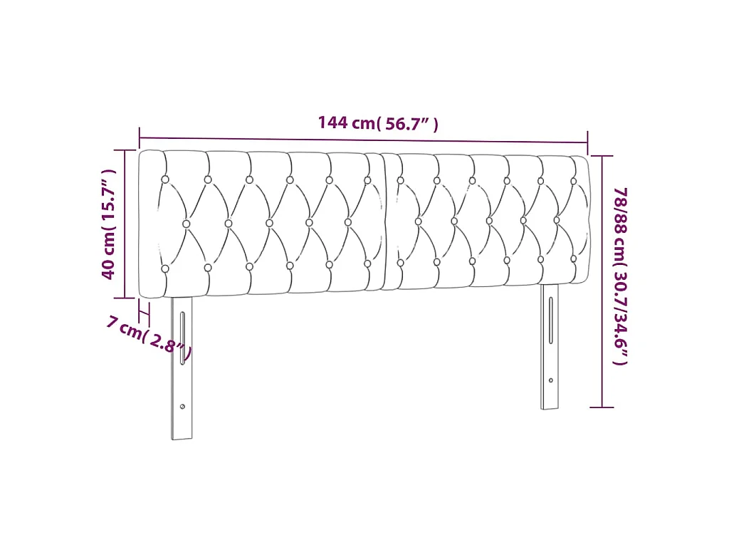 Hoofdbord LED 144x7x78/88 cm fluweel lichtgrijs