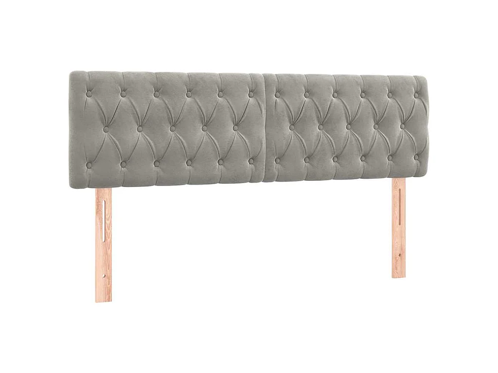 Testiera a LED Grigio Chiaro 144x7x78/88 cm in Velluto