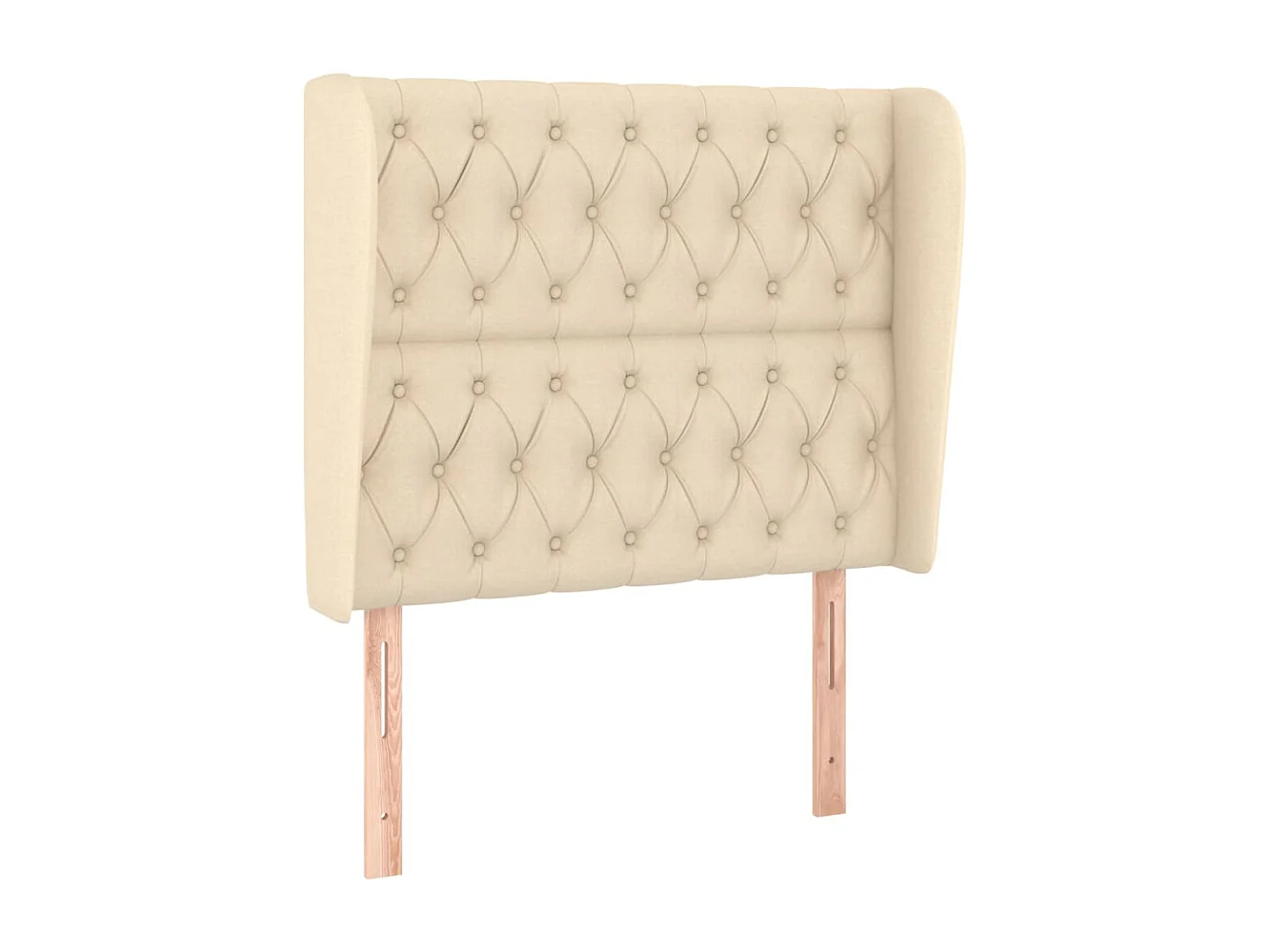 Hoofdbord met randen 93x23x118/128 cm stof crèmekleurig
