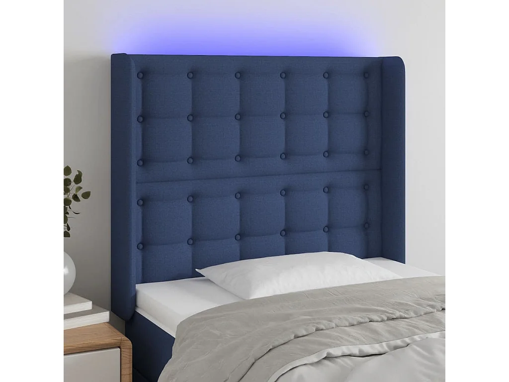 Testiera a LED Blu 103x16x118/128 cm in Tessuto