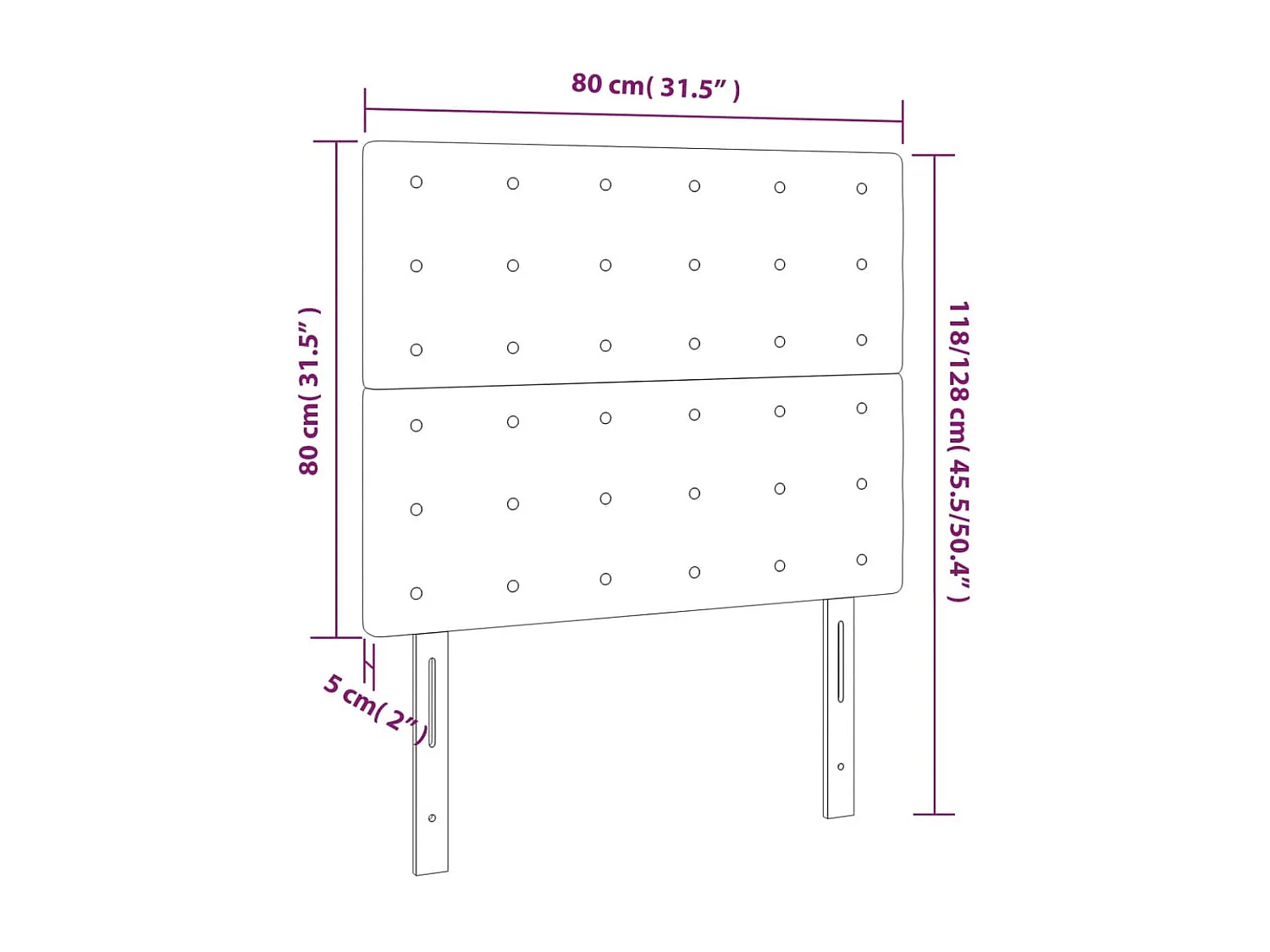 Kopfteil Schwarz 80x5x118/128 cm Samt