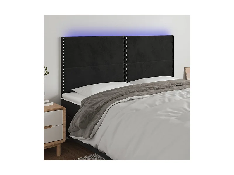 Tête de lit à LED Noir 160x5x118/128 cm Velours