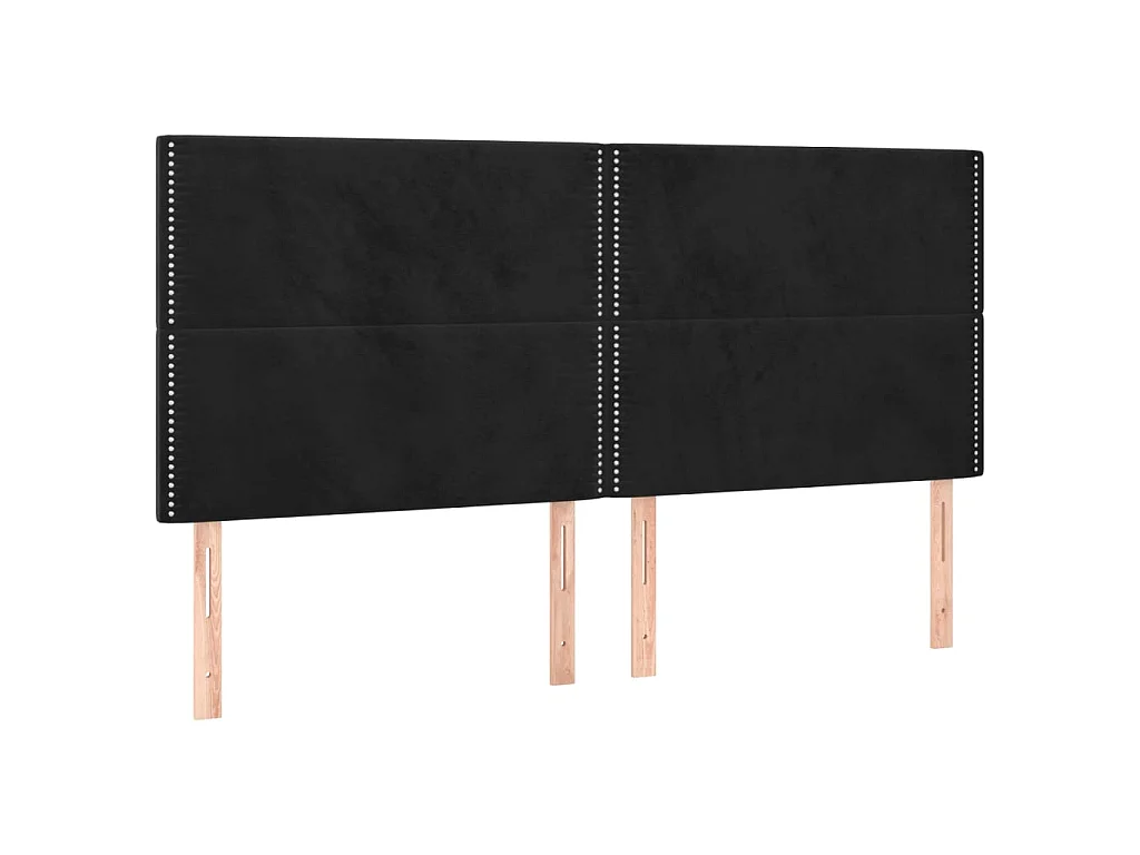 Testiera a LED Nera 160x5x118/128 cm in Velluto