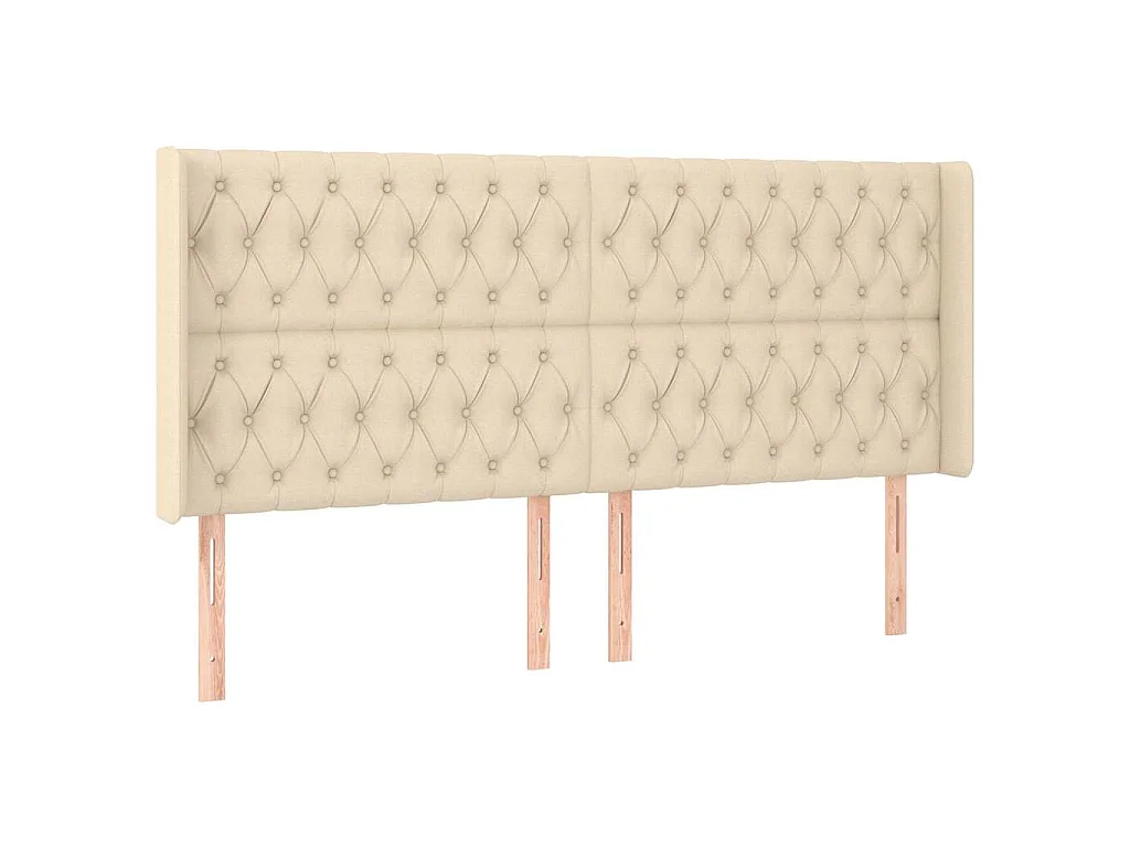 Tête de lit avec oreilles Crème 203x16x118/128 cm Tissu