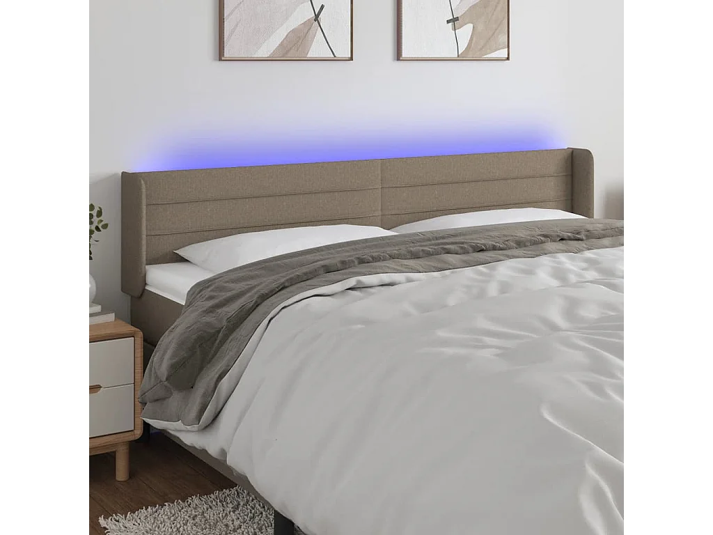 LED Kopfteil Taupe 203x16x78/88 cm Stoff