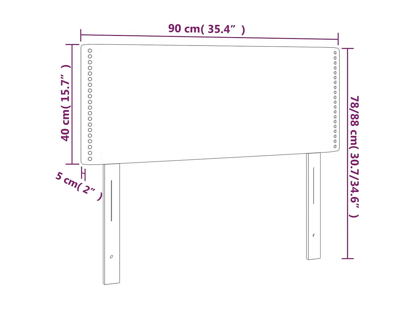 Hoofdbord LED 90x5x78/88 cm fluweel zwart