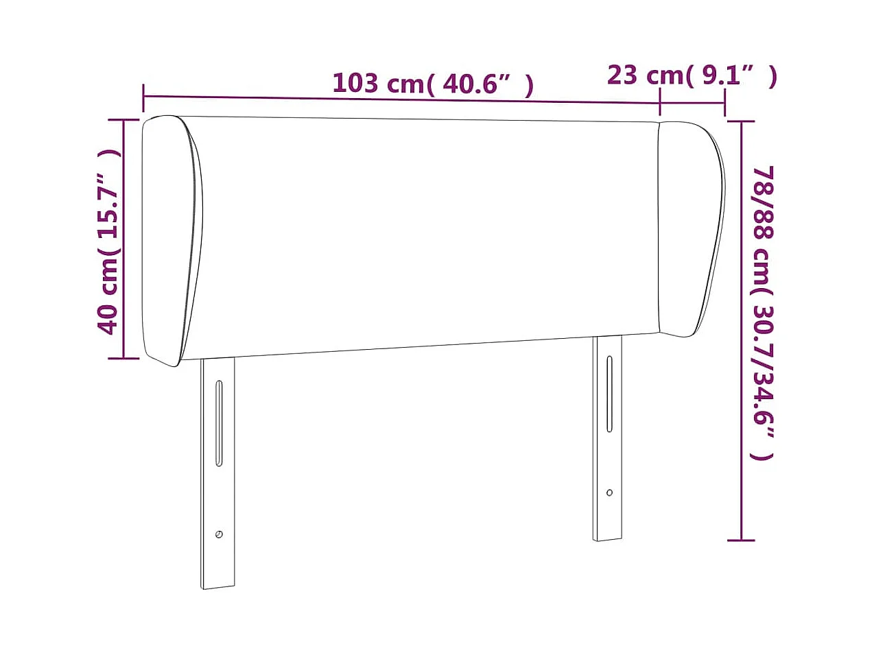 Cabecero de tela azul 103x23x78/88 cm