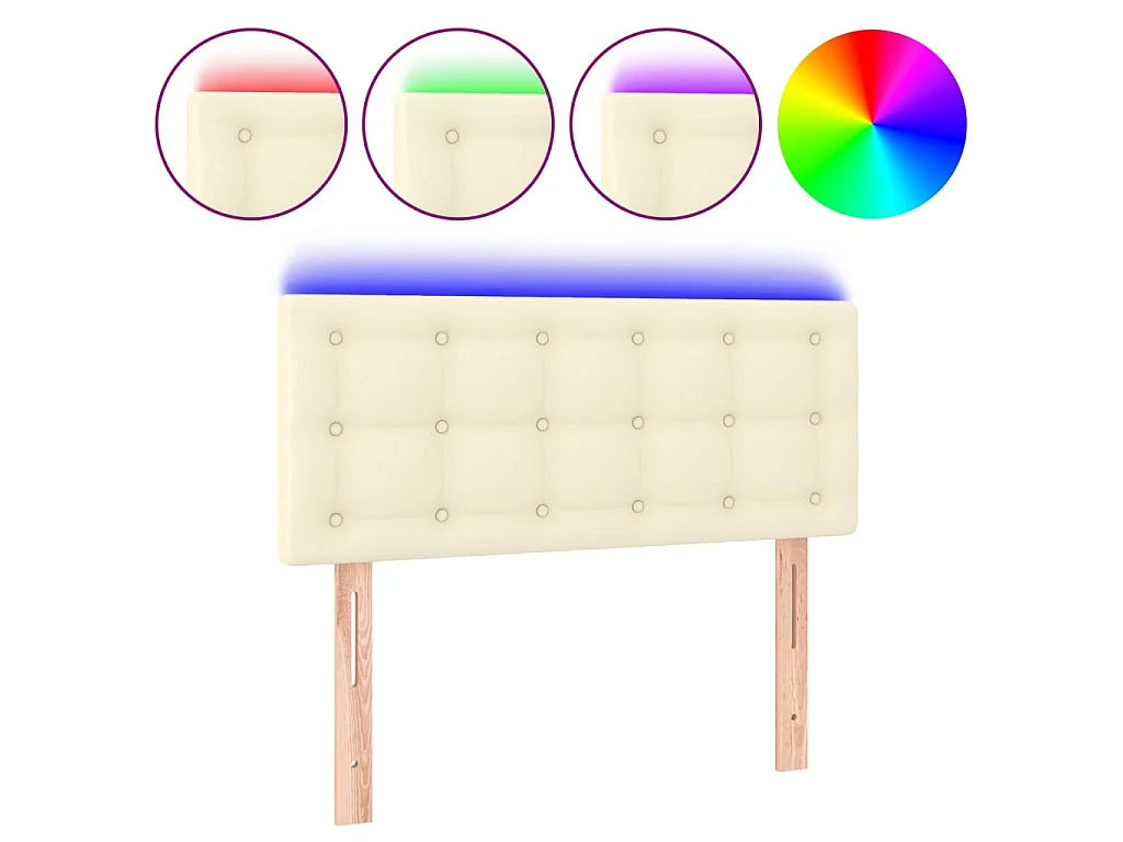 Testiera Crema a LED 90x5x78/88 cm in Similpelle