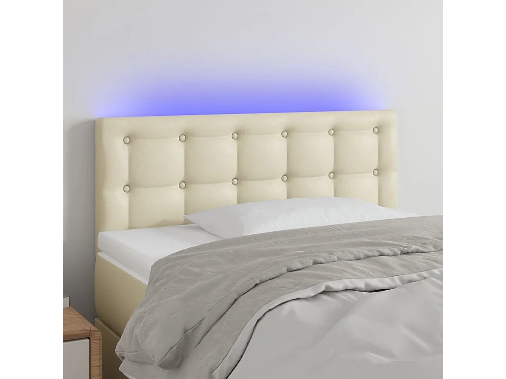 Testiera Crema a LED 90x5x78/88 cm in Similpelle