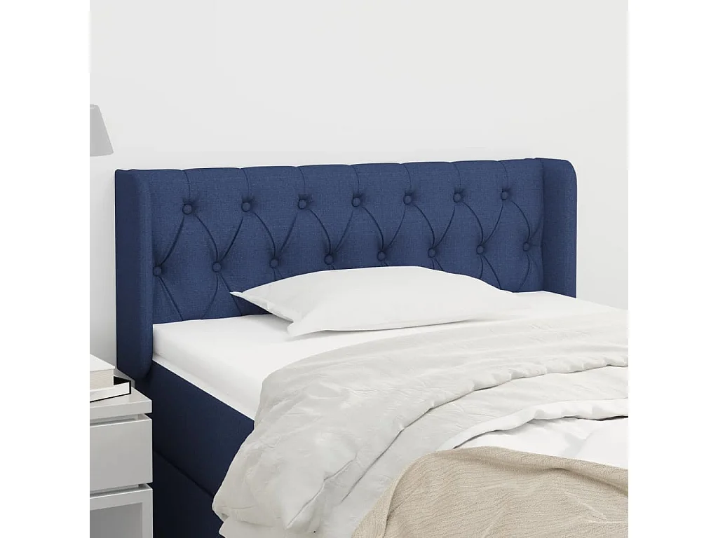 Hoofdbord met randen 93x16x78/88 cm stof blauw