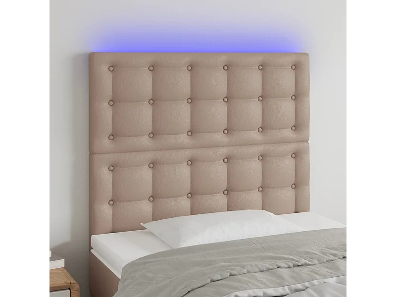 LED Kopfteil Cappuccino-Braun 80x5x118/128 cm Kunstleder