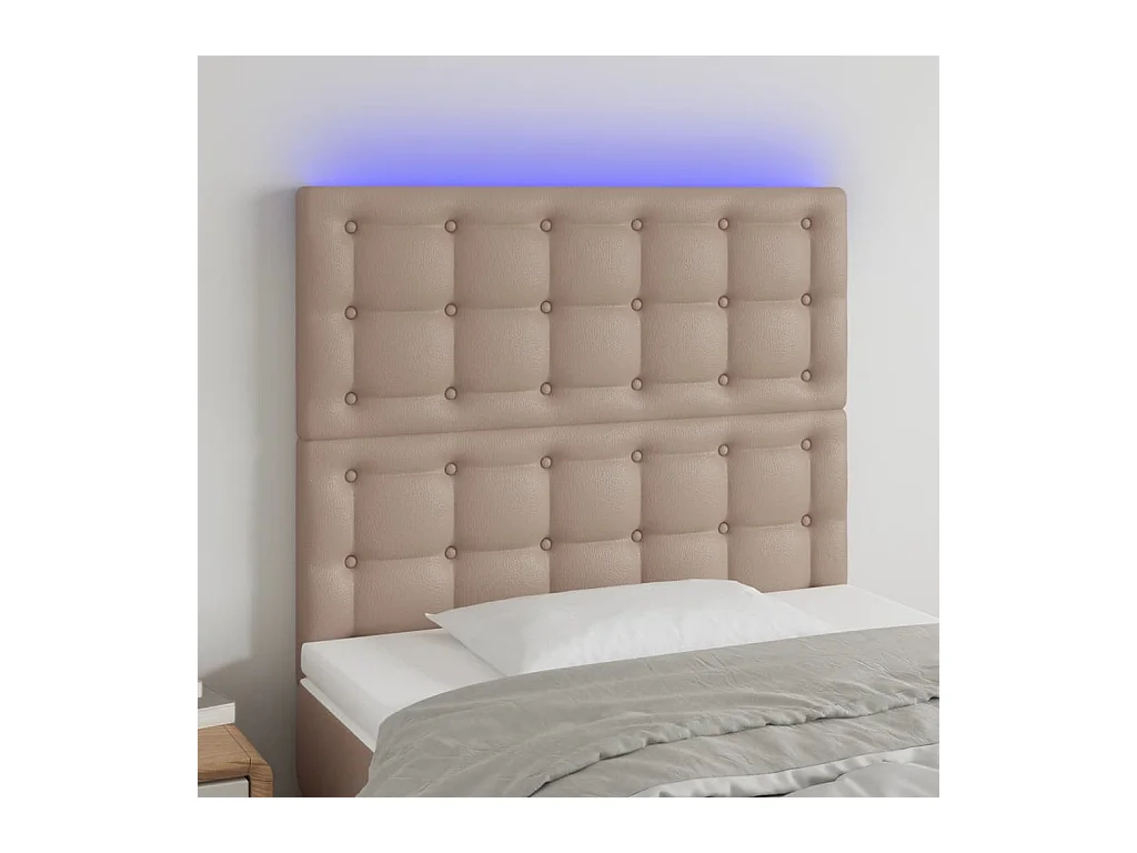 Hoofdbord LED 80x5x118/128 cm kunstleer cappuccinokleurig