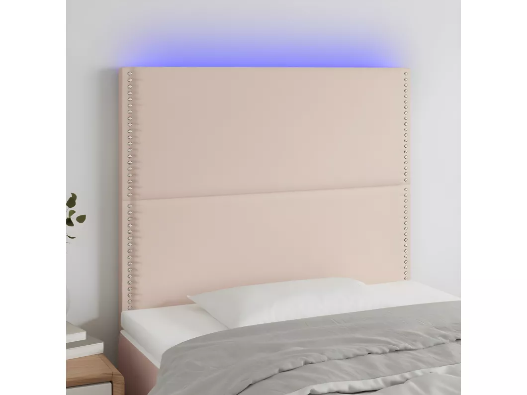 Kauf Unique LED Kopfteil Cappuccino-Braun 100x5x118/128cm Kunstleder