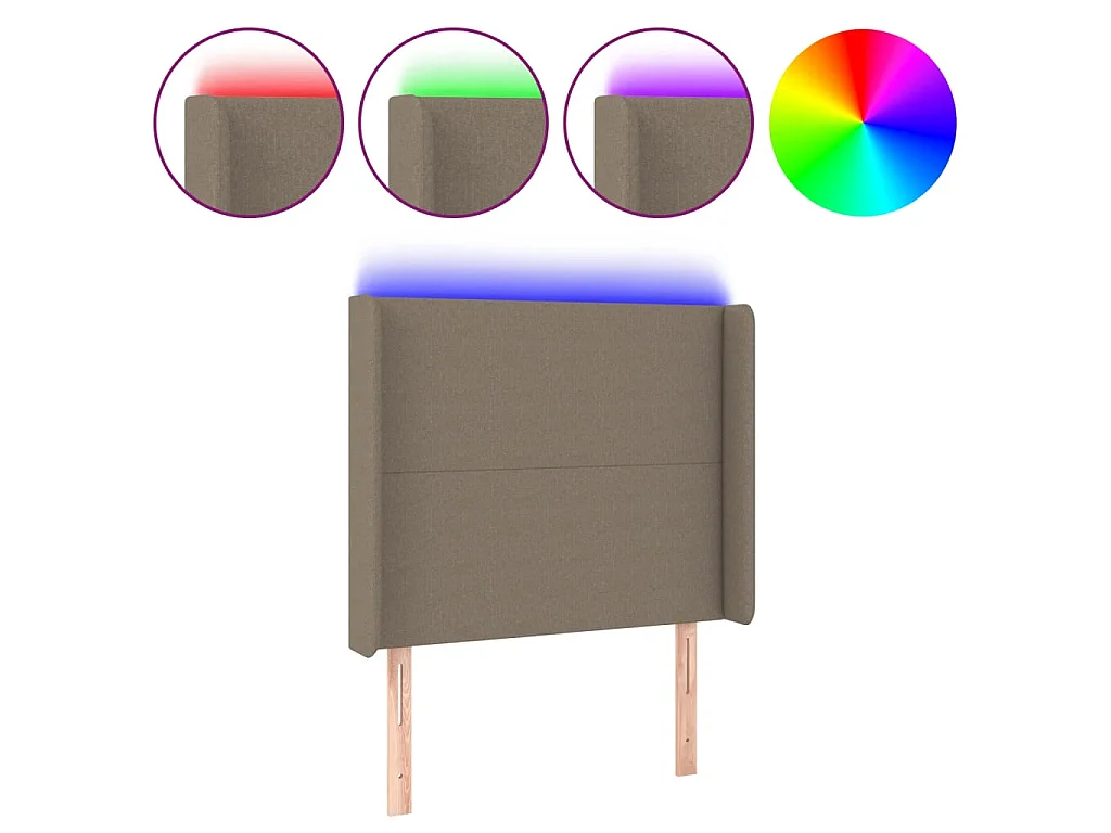 Hoofdbord LED 83x16x118/128 cm stof taupe