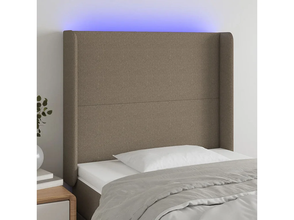 Hoofdbord LED 83x16x118/128 cm stof taupe