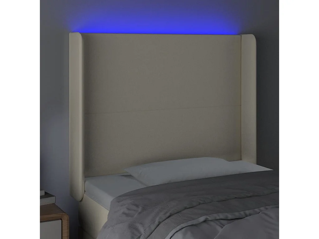 Cabecero con LED cuero sintético color crema 103x16x118/128 cm
