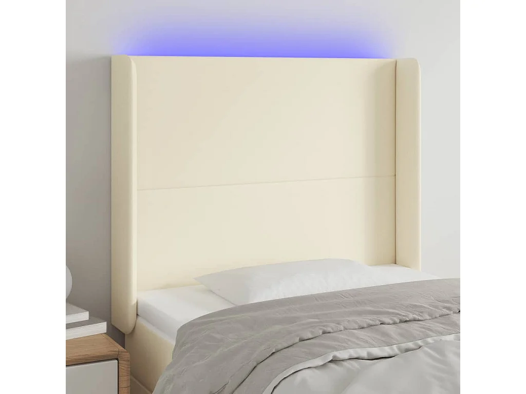 LED Kopfteil Creme 103x16x118/128 cm Kunstleder