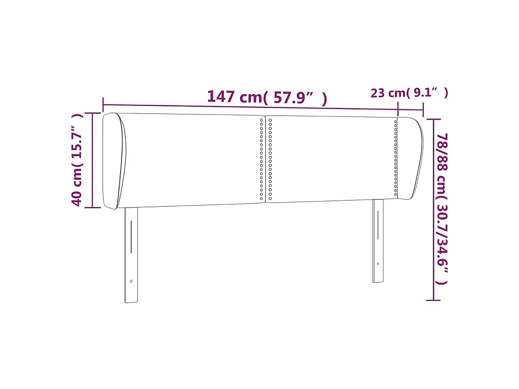 Kopfteil mit Ohren Grau 147x23x78/88 cm Kunstleder