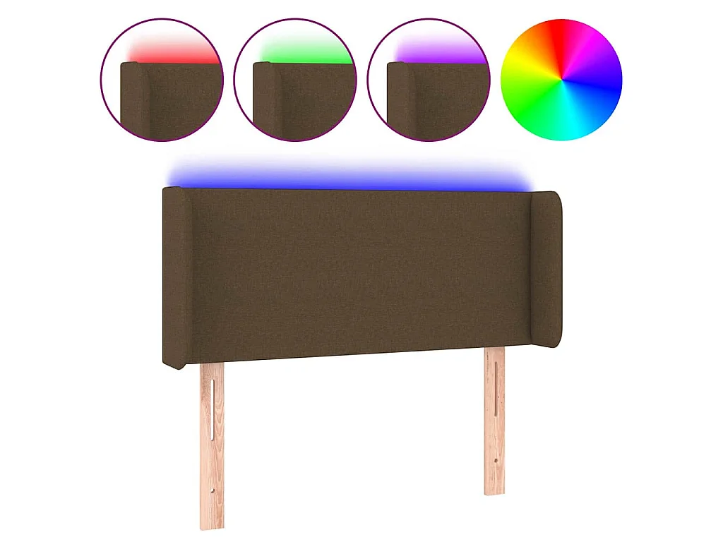 Tête de lit à LED Marron foncé 93x16x78/88 cm Tissu