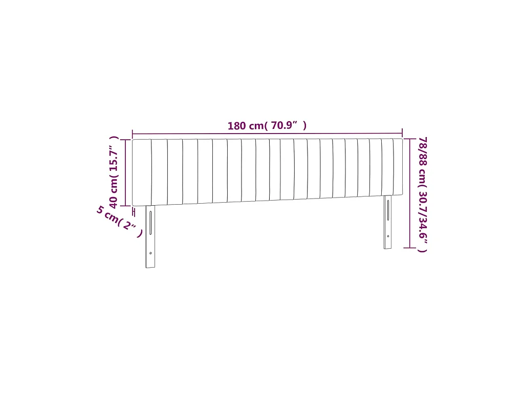 Cabecero con LED de tela color crema 180x5x78/88 cm