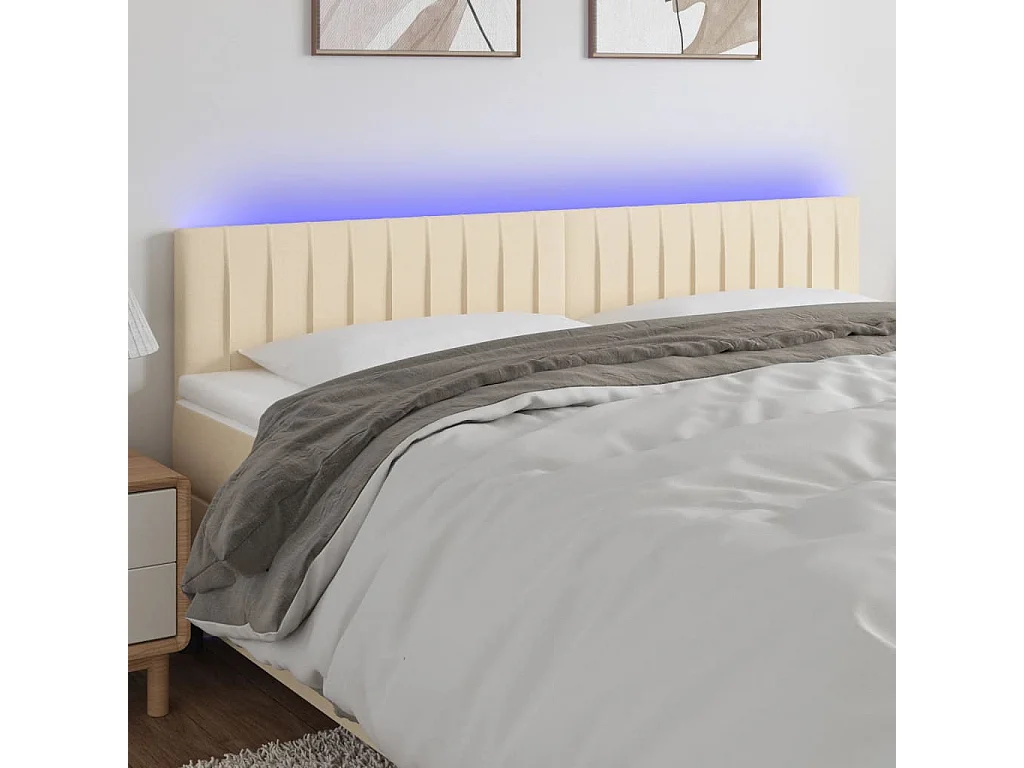 LED Kopfteil Creme 180x5x78/88 cm Stoff