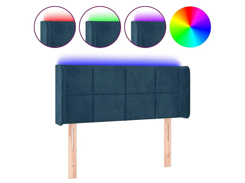 Hoofdbord LED 93x16x78/88 cm fluweel blauw