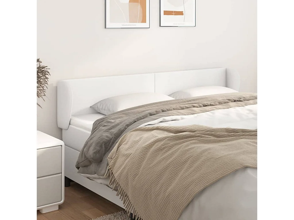 Testiera ad Orecchio Bianca 203x23x78/88 cm in Similpelle