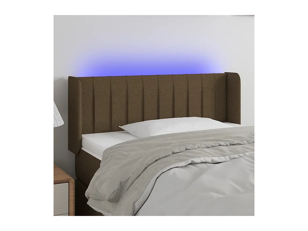 Tête de lit à LED Marron foncé 103x16x78/88 cm Tissu