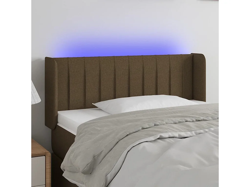 LED Kopfteil Dunkelbraun 103x16x78/88 cm Stoff