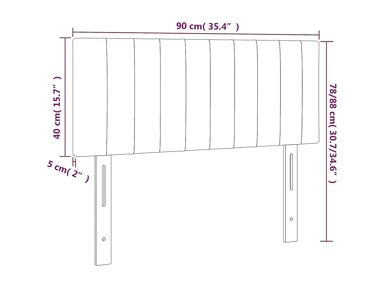Kopfteil Dunkelblau 90x5x78/88 cm Samt