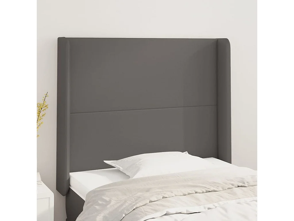 Tête de lit avec oreilles Gris 103x16x118/128 cm Similicuir