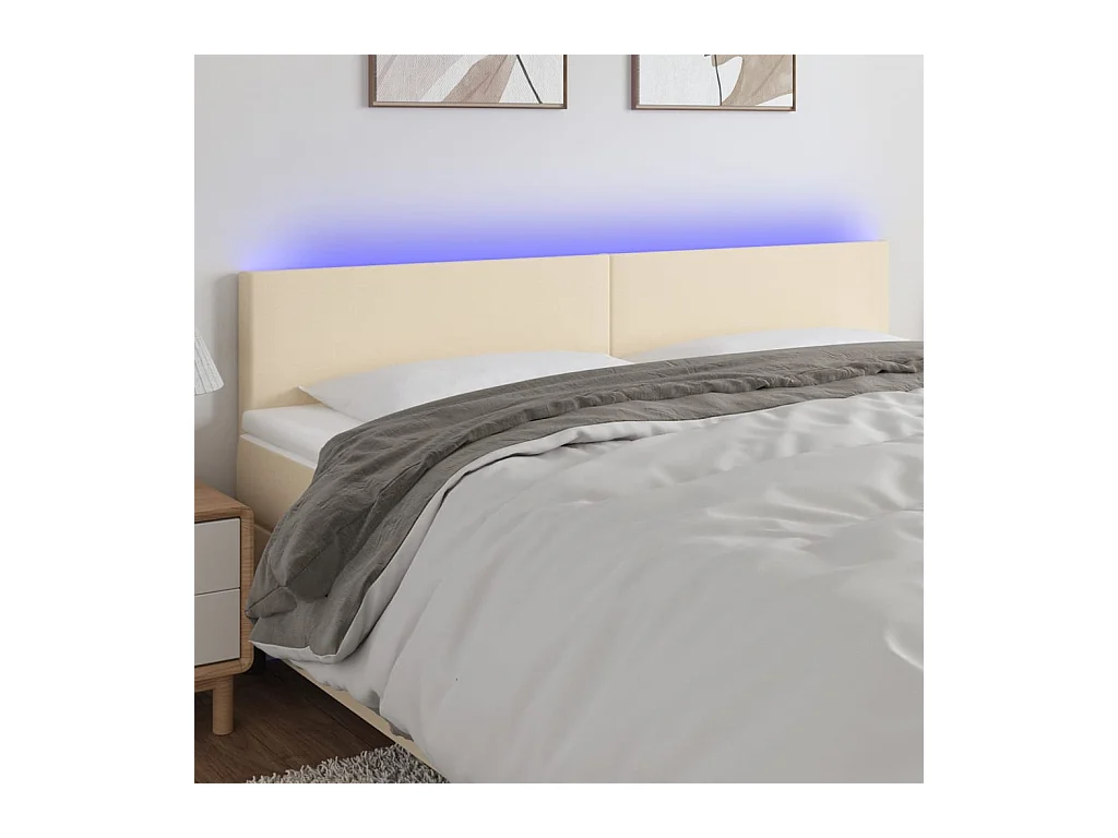 Tête de lit à LED Crème 160x5x78/88 cm Tissu