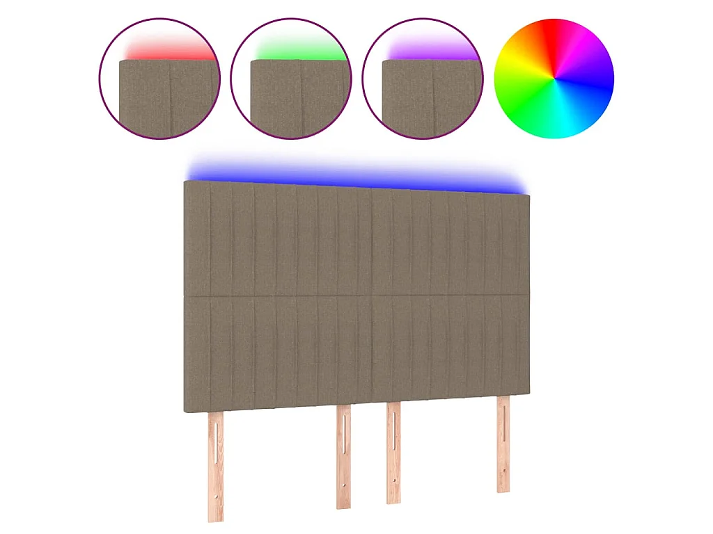 LED Kopfteil Taupe 144x5x118/128 cm Stoff