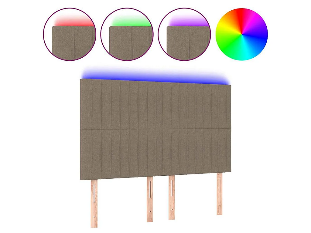 Tête de lit à LED Taupe 144x5x118/128 cm Tissu